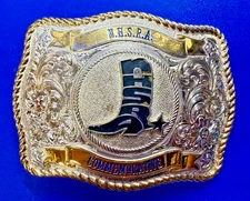 High School Rodeo Association Commemorative Trophy Solid Bronze GIST Belt Buckle