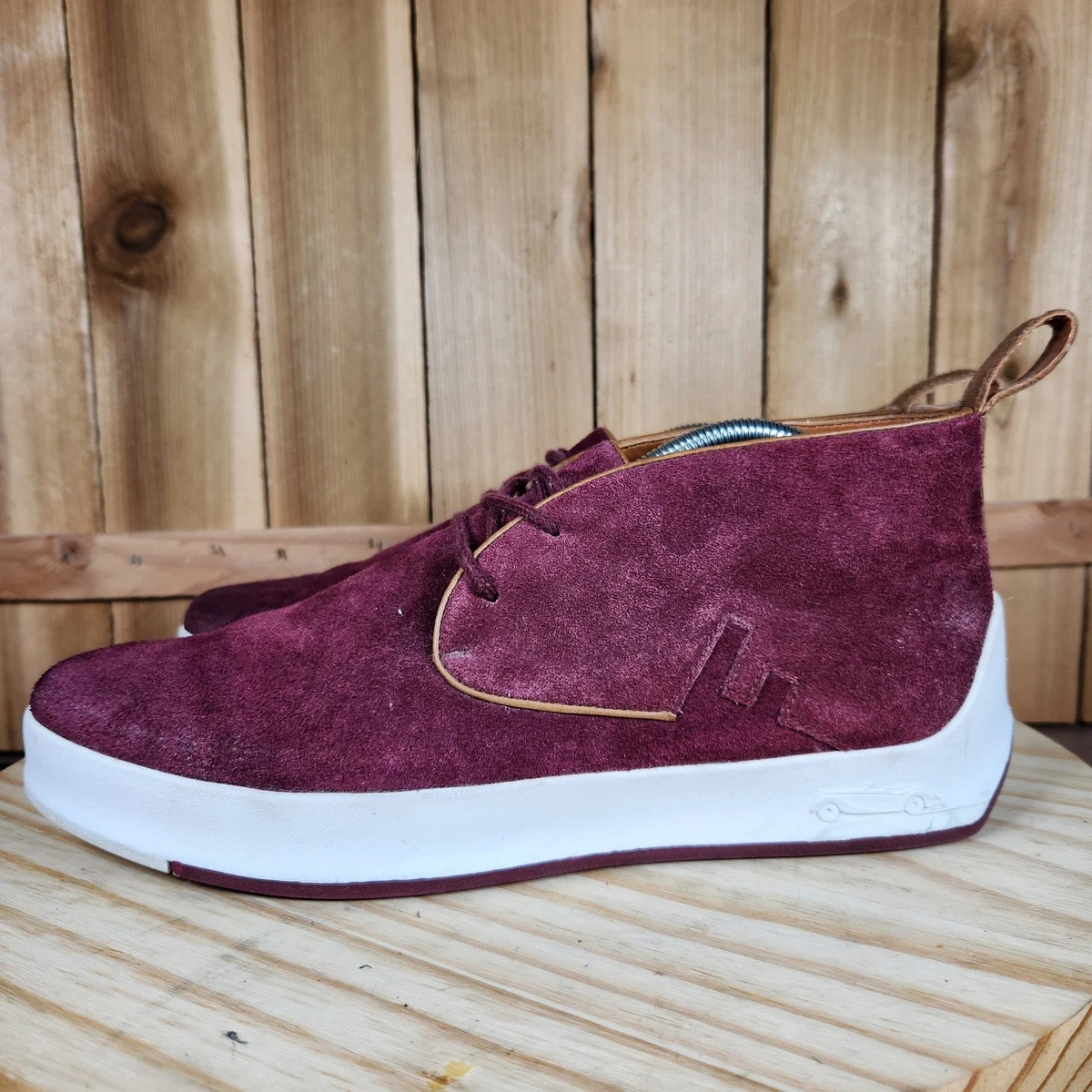 John Fluevog Type 3 Shoes Mens 10 Burgundy Suede‎ Chukka Sneakers Casual Leather Burgundy Rub-Off 3 Eye Chukka Boot | Solovair | Classic  main image 3