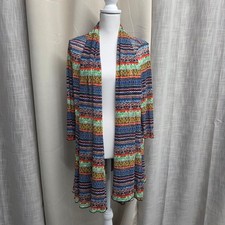 Ali Miles Multicolor Open Cardigan L Boho-chic Art-to-wear Festival Core Vibrant
