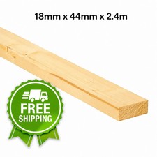 18mm x 44mm Timber Batten 2.4m Planed Softwood Wood Pack 1 2 5 8