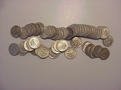 10pc lot of pre 1964 Roosevelt dimes very lightly circulated almost uncirculated