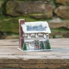 Lighted Log Cabin Glitter Christmas House 6" - SW147252 by Ragon House
