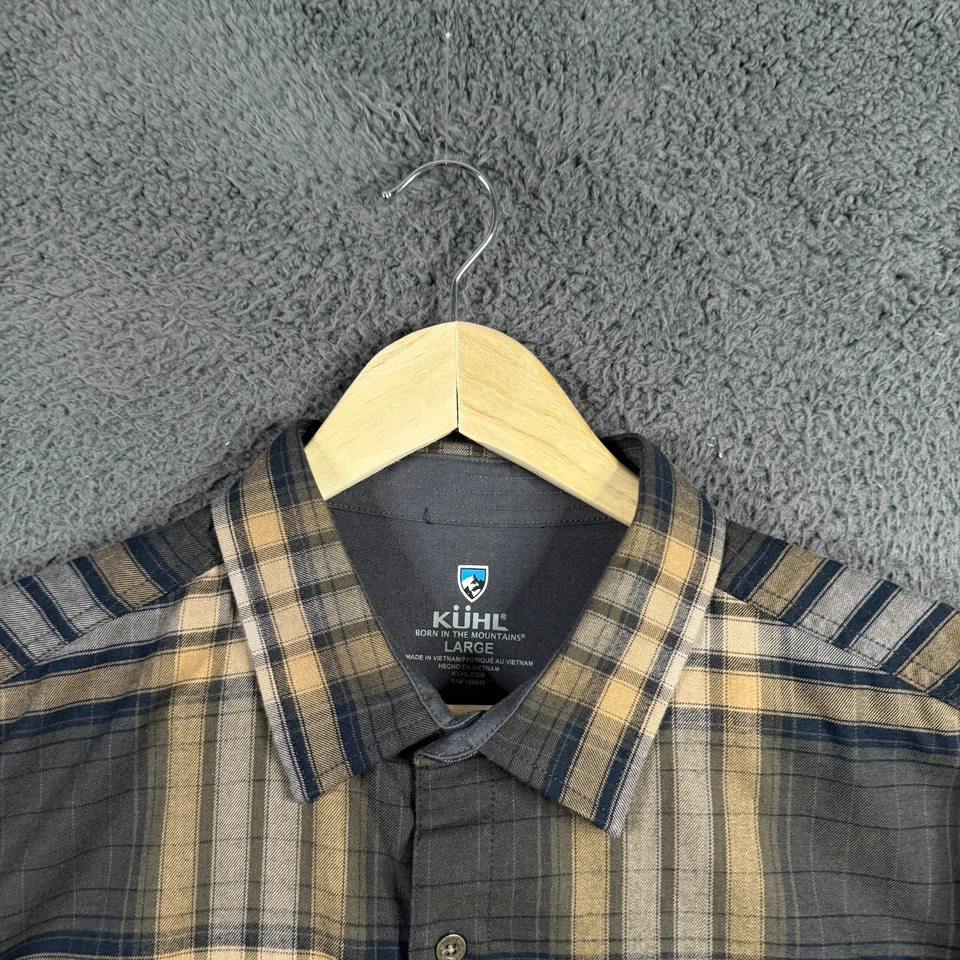 Camisa Kuhl Para Hombre Grande Negra Amarilla Franela Fugitiva a Cuadros Manga Larga Exterior Foto 3 de 4