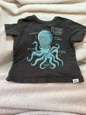 GAP Toddler Octopus Graphic Tee 12  18 Months Gray Short Sleeve Shirt