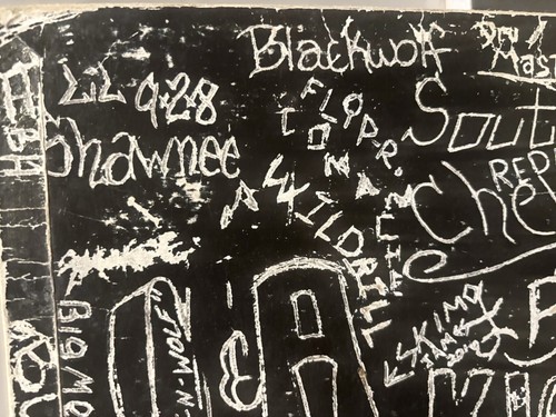 Prison Art- India Ink - Prison Names Scratched On Back Of Cardboard Checkerboard - Picture 9 of 9