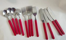 Picnic Time Stainless Red Handle 12 in lot Set of 4