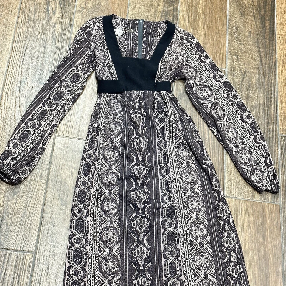 Vintage Young Edwardian Maxi Dress Size 7 Arpeja Cottagecore Prairie Y2K Zip Tie - Image 2 of 4