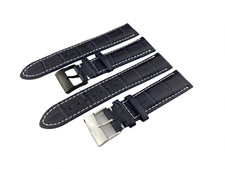 22mm Navy Blue Croco Genuine Leather Strap Band fit BREITLING Watch Buckle Clasp