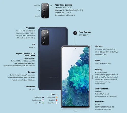 Samsung Galaxy S20 FE 5G 128GB SM-G781U1 entsperrt Verizon T-Mobile AT&T offene Verpackung - Bild 10 von 23