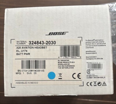 Bose A20 Aviation Headset noise canceling Headphones with Box Used