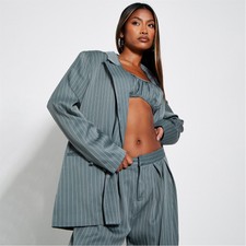 I Saw It First Womens Pinstripe Oversized Blazer Blazers