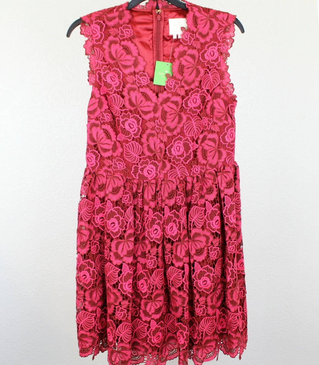 knee length dresses for ladies Cap Sleeve Lace Midi Dress in Red Nude