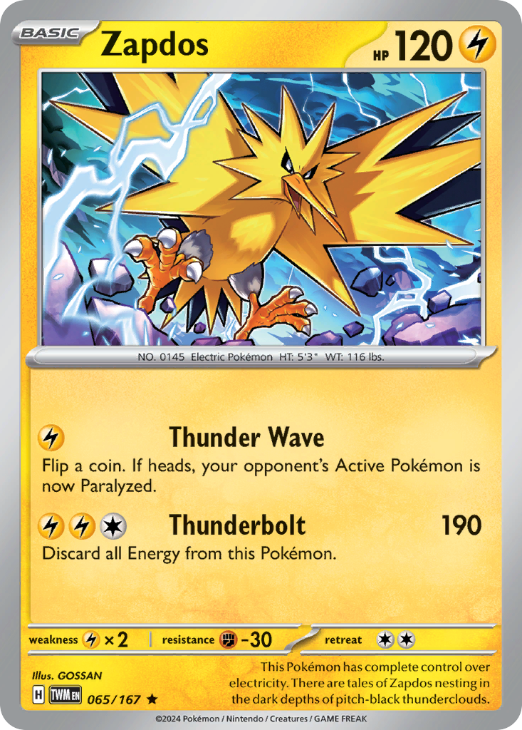 ポケモンカード　サンダー　Zapdos Zapdos 65/167 Rare Holo | Twilight Masquerade | Pokemon Card | eBay