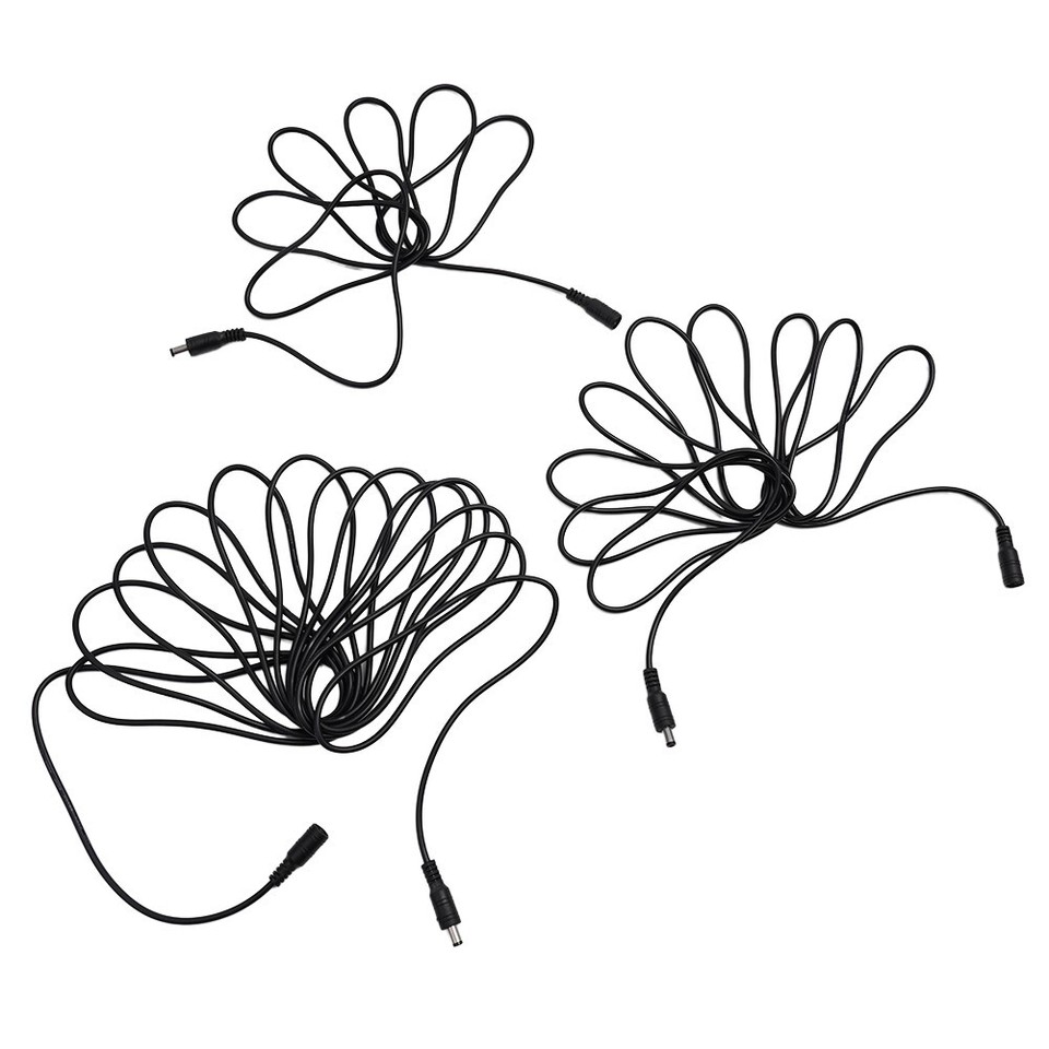 Black 12V DC Power Extension Cable 1m Length Compatible with For CCTV