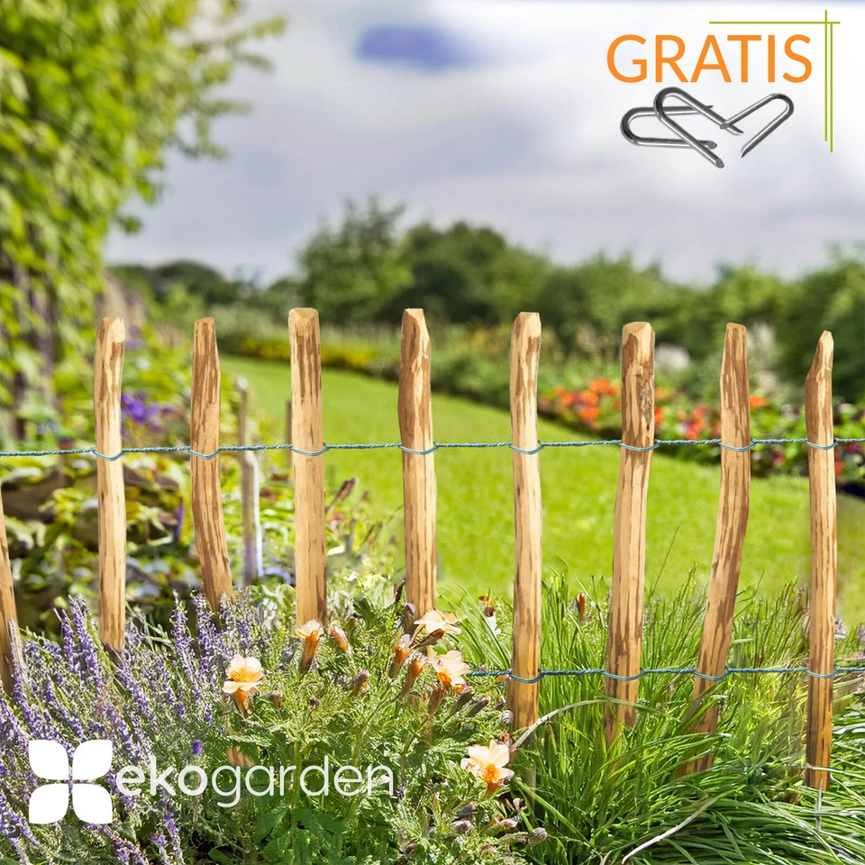 Staketenzaun Gartenzaun Holzzaun Zaunrolle Zaunlatte Teichumrandung H-35-120 cm - Bild 3 von 4