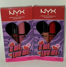 LOT of 2 NYX Makeup Lip Gloss Duo Luv Me Butter Gloss Sorbae Marshmallow Candy .