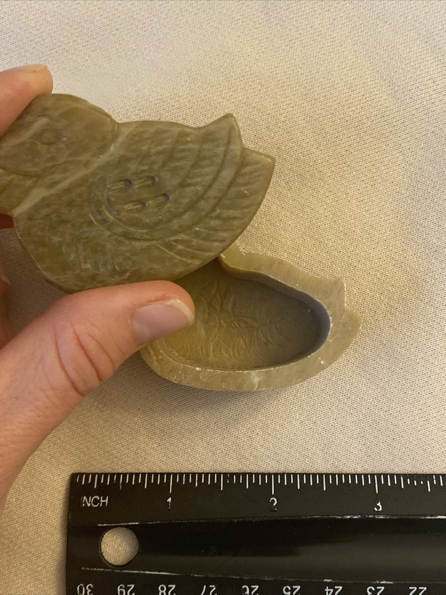 Vintage carved ONYX bird keepsake treasure trinket box tiny modern