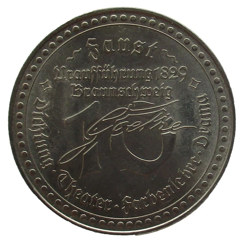 BRD Medaille Faust Uraufführung 1829 in Braunschweig Theater  Drama  J.W. Goethe - Bild 2 von 2