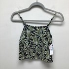 Volcom Womens Camisole Cami Crop Top Black Green Floral Sleeveless Smocked S New