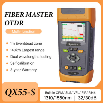 Multi SM Fiber Optica OTDR QX55 1310/1550nm 32/30dB+10mw VFL+OPM+SM OLS+Link Map