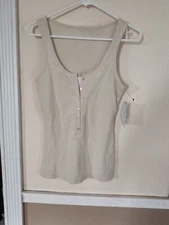 GITANO  womens tank top size  Medium OFF WHITE / IVORY RHINESTONES 