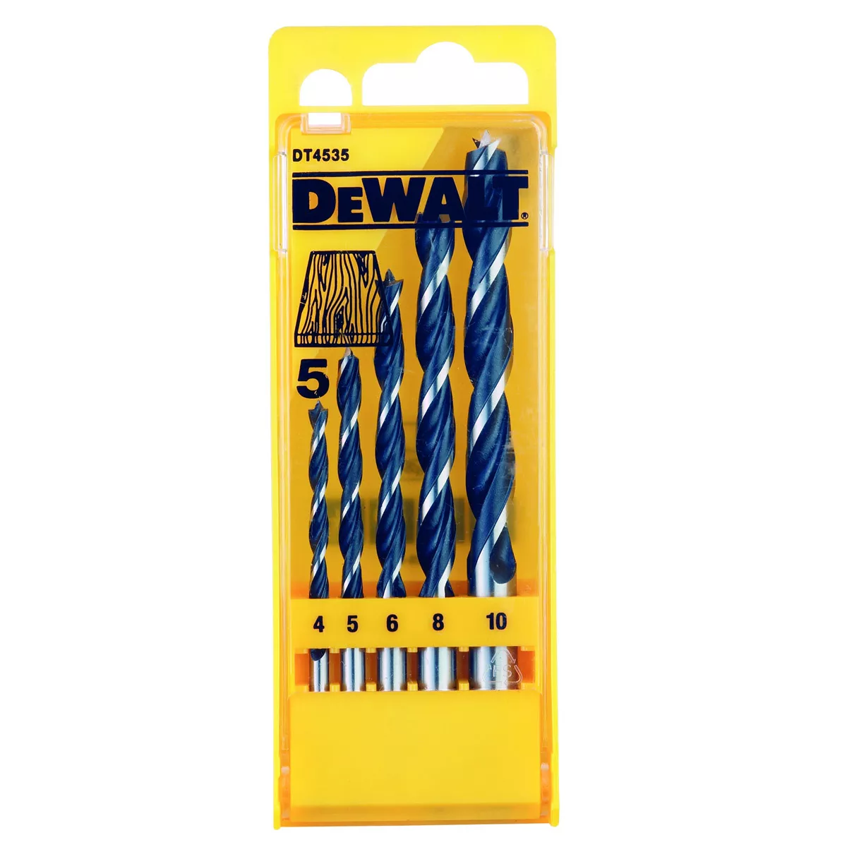 DEWALT 5 Piece Wood Brad Point Dowelling Drill Bit Set 4 5 6 8