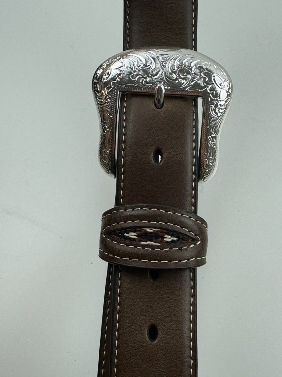 NOCONA Leather Belt Silver Buckle Men display picture 1