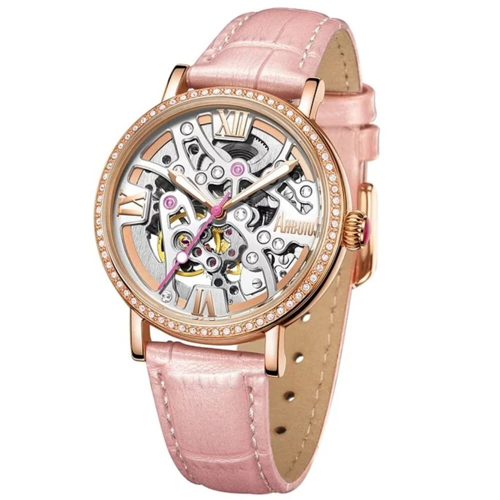 Arbutus AR1906RWP Skeleton Pink Leather Women s Watch