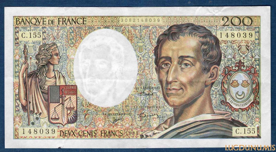 200 Francs Montesquieu Type 1981 - 1994 C.155 (39) Qualité TTB + - Photo 1/1