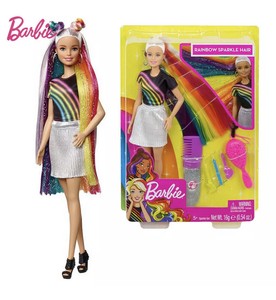 rainbow sparkle hair barbie