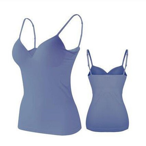 Women Camisole with Built in Shelf Bra Adjustable Spaghetti Strap Vest Tank Top - Picture 17 of 18