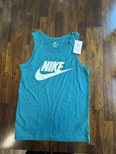 Nike Sportswear Icon Futura Mens Small Tank Top AR4991-381 Teal White Swoosh NWT