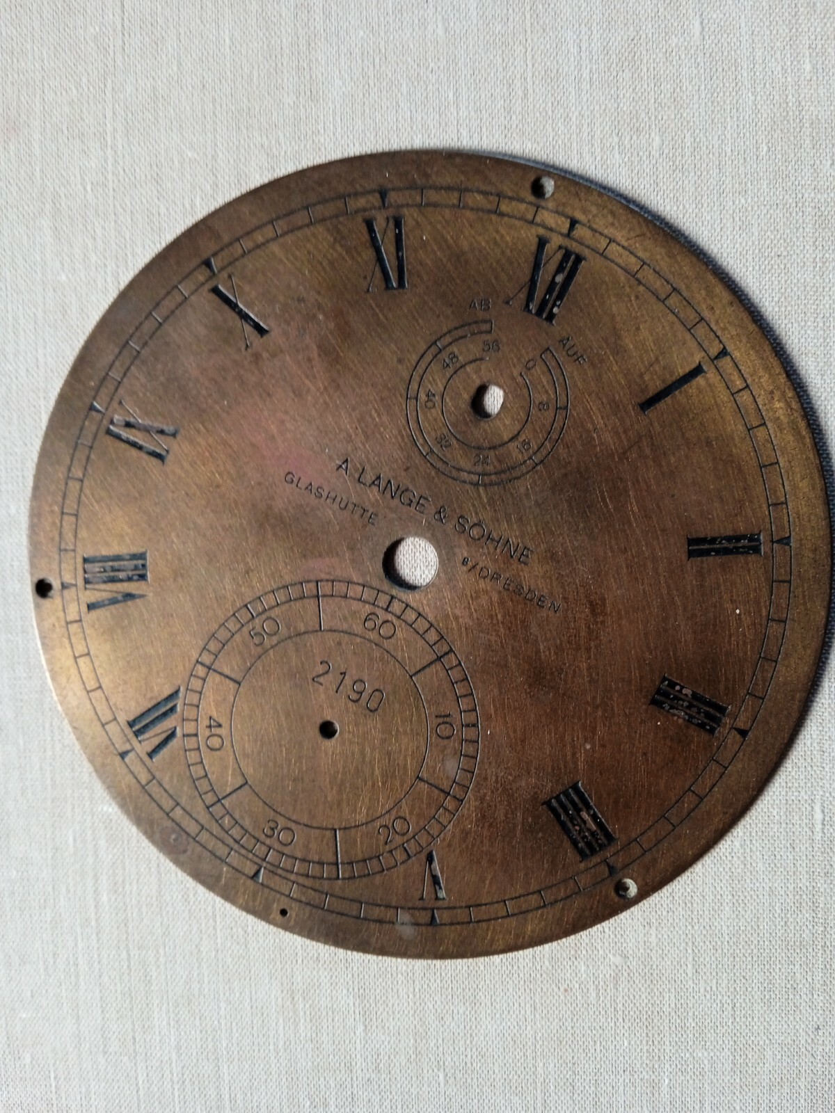 Lange sohne dial Vintage brass for sea chronometer, rare original, patina.