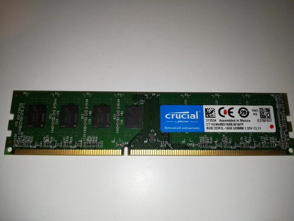 16GB (2x8GB) 2Rx8 PC3L 12800U 1600 UDIMM DDR3L - Crucial Mexico Desktop RAM - Image 2 of 4