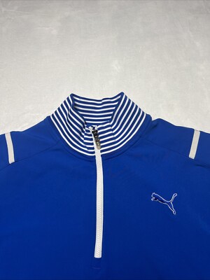 Puma Golf Blue Kinetic 1/4 Zip Jacket Short Sleeve Storm Cell Mens