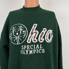 Ohio Special Olympics Embroidered Sweatshirt Vtg 90s Green Made In USA Size XL