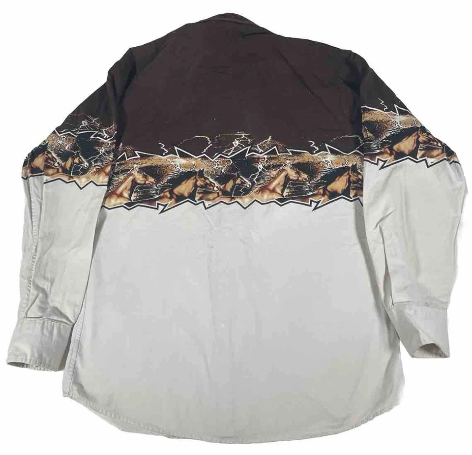 Camisa ajustada Panhandle para hombre grande perla azteca a presión vaquero occidental abotonada vintage Foto 2 de 4