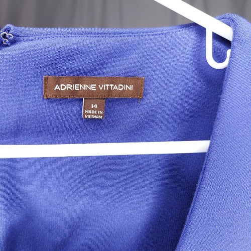Adrienne Vittadini Wiggle Midi Dress 14 Stretch Ponte Knit Sleeveless Square Zip - Picture 8 of 10