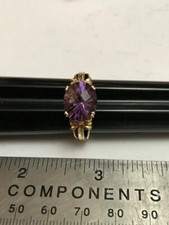 14k yellow gold amethyst solitaire gemstone ring