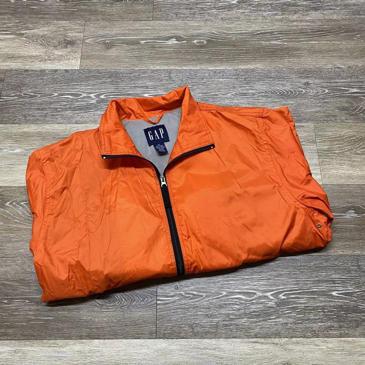 GAP Full Zip Up Orange Windbreaker Jacket Men s Size Medium eBay
