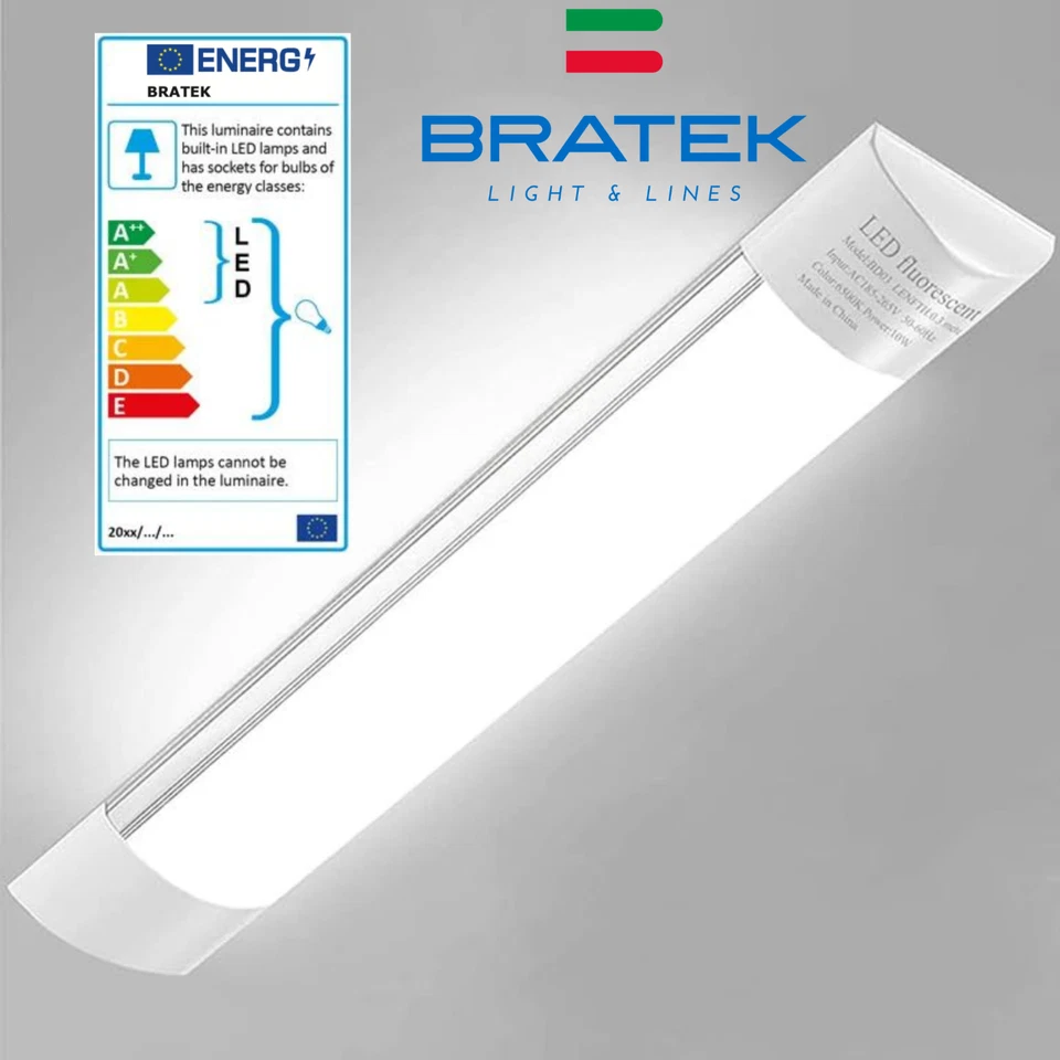 Plafoniera Reglette Neon Led Soffitto 60 120 Luce Fredda Naturale barra piatta - Immagine 2 di 4