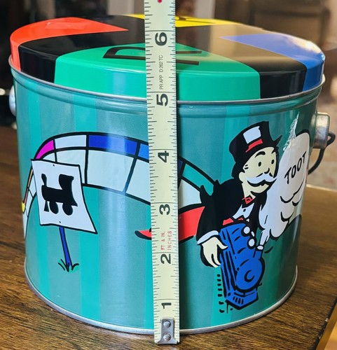 Secchio di latta Hasbro Monopoly 2000 con coperchio e manico - Foto 7 di 7
