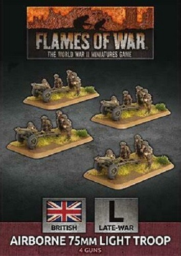 Flames of War Поздняя война Британский воздушно-десантный 75-мм легкий отряд Четыре орудия BBX50