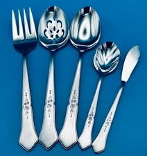 5 Pc  Oneida ASHMORE Hostess Serving Set Stainless Flatware Burnished