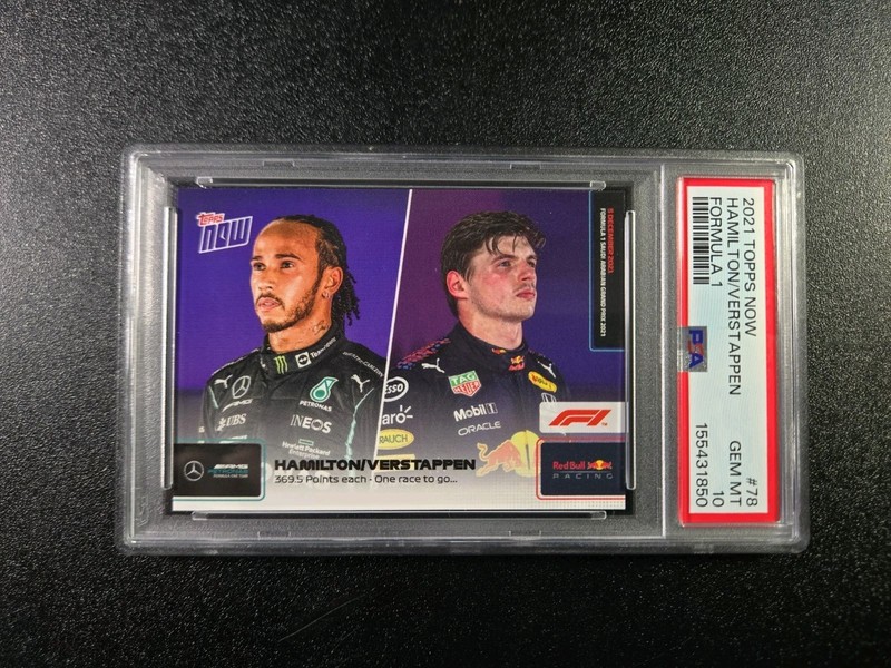 PSA 10 Lewis Hamilton Max Verstappen 1 Race To Go 2021 Formula 1 F1 Topps Now 78