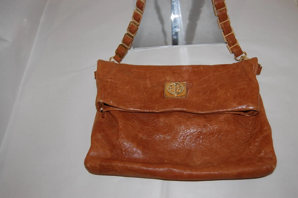 Tory Burch Louisa Leather Messenger Bag Crossbody Purse Womens Brown Leather - Image 2 of 4