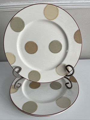 Noritake Mocha Java Ambience 11  Dinner Plates Tan Beige Dots Set Of 3