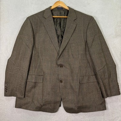 Stafford Essentials Mens 50R Blazer Sport Coat Jacket Wool Tweed Brown Casual