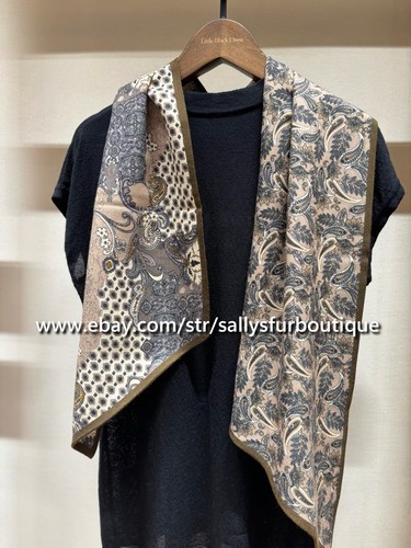 Sallys 70% Cashmere & 30% Silk Paisley Print Double Layer Ribbon Scarf 150*26cm - Picture 46 of 48