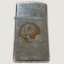 Vintage Zippo Slim Lighter Washington Redskins NFL Football Helmet Silver Tone